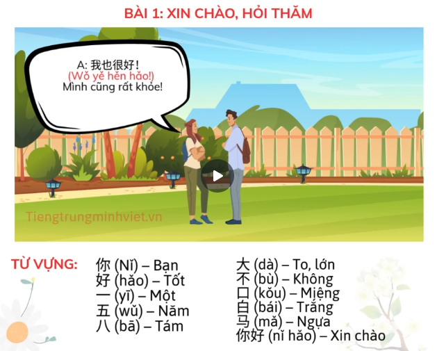 Bài 1: Xin chào hỏi thăm trong Tiếng Trung
