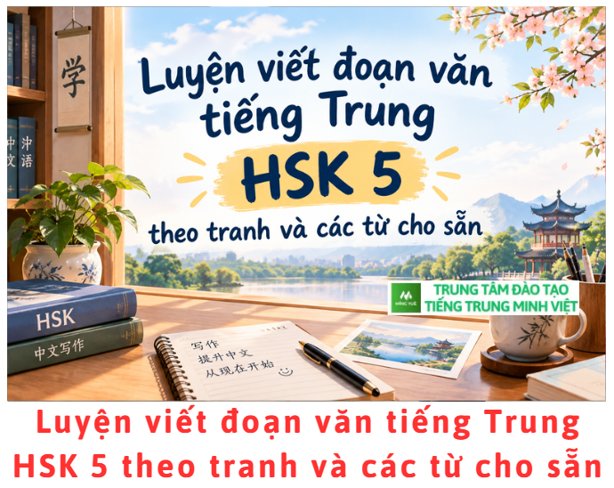 ​Luyện viết đoạn văn tiếng Trung HSK 5 theo tranh và các từ cho sẵn